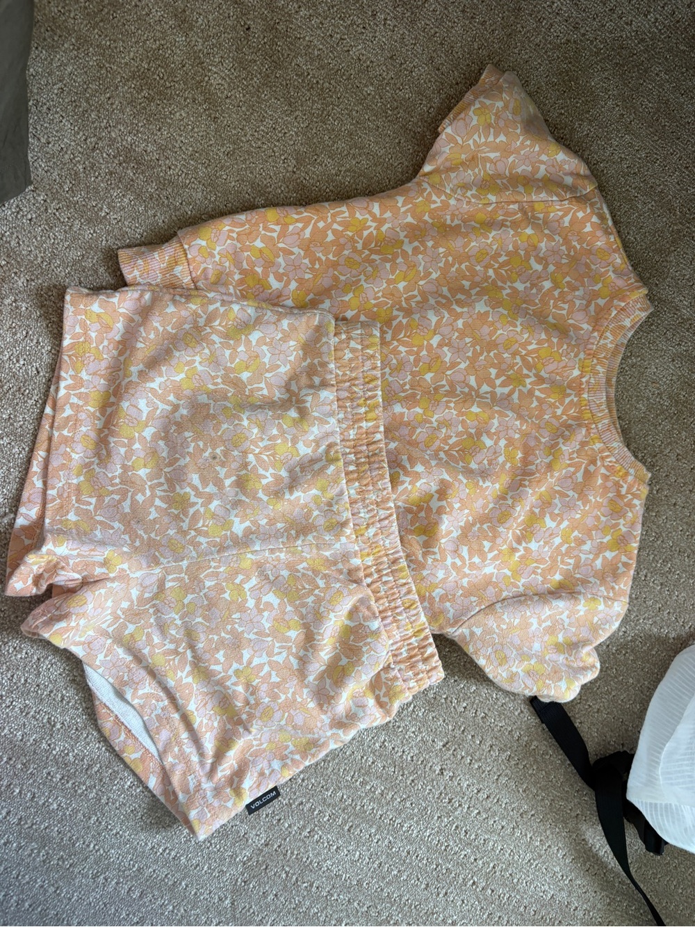 Peach Floral Volcom Lounge Set - Top & Shorts